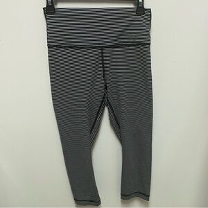 Lululemon Athletica Women’s Black and White Striped Leggings